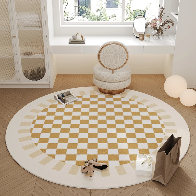 Modern Minimalist Carpets for Living Room Large Area Bedroom Decor Plush Carpet Home Plaid Round Floor Mat Thicken Lounge Rug 2
