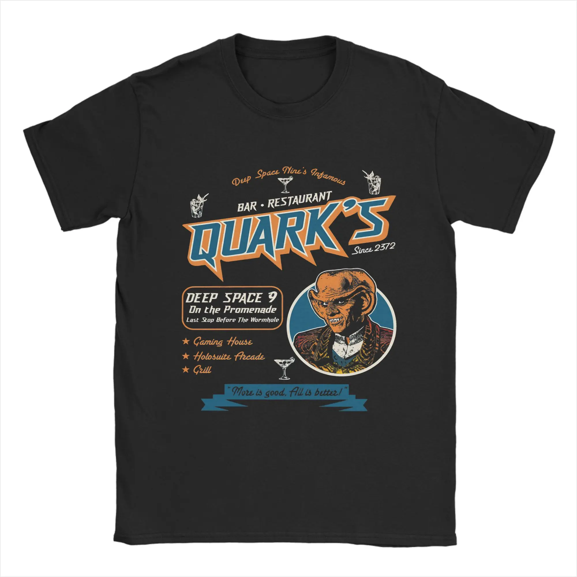Quark Deep Space Bar Dks T-Shirts Herren Baumwolle Kreatives T-Shirt Rundkragen Stars Treks Tees Kurzarm Kleidung Original