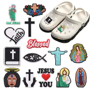 1-14pcs PVC Jesus Love You Bible God Shoes Button Accessories Boys Girls Sandals Charms Fit Croc Jibz Holiday Gift