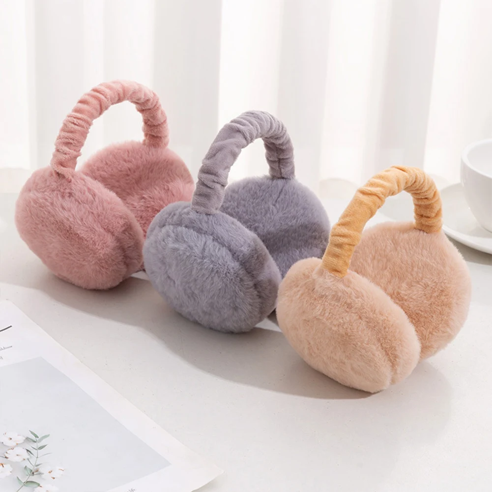

Fashion Solid Color Earflap Children Earmuffs Cold Protection Soft Plush Ear Warmer Windproof Comfortable for Women Men Children