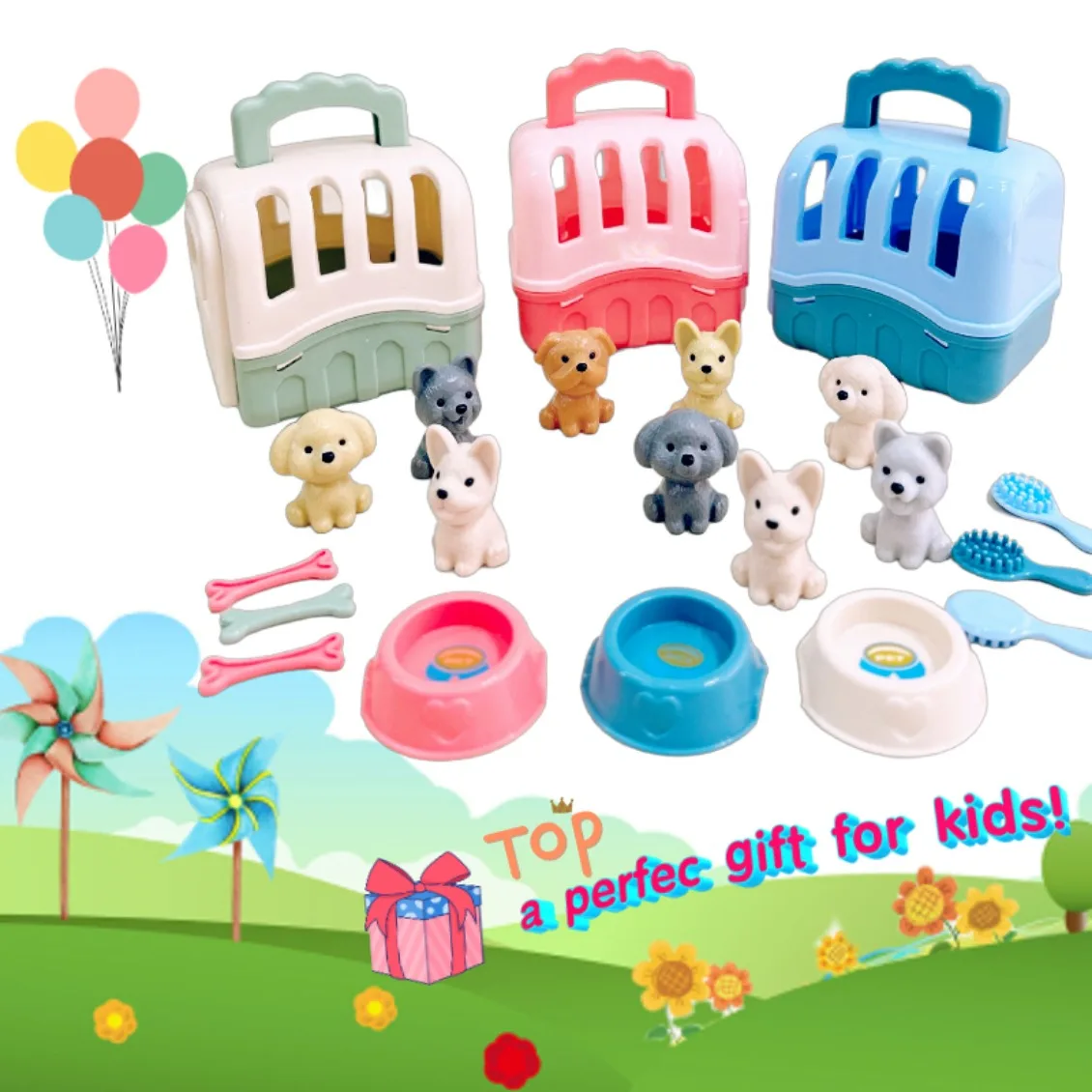 Stroller Accessories 8pcs/set Dog Pet Basket Cute Cart Accessories Dog Doll Set Cage Cart Ornaments Decor