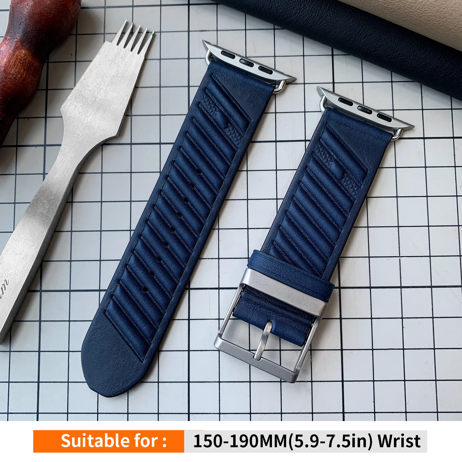 Kebitt Swift Midnight Blue Leather Watch Band Strap