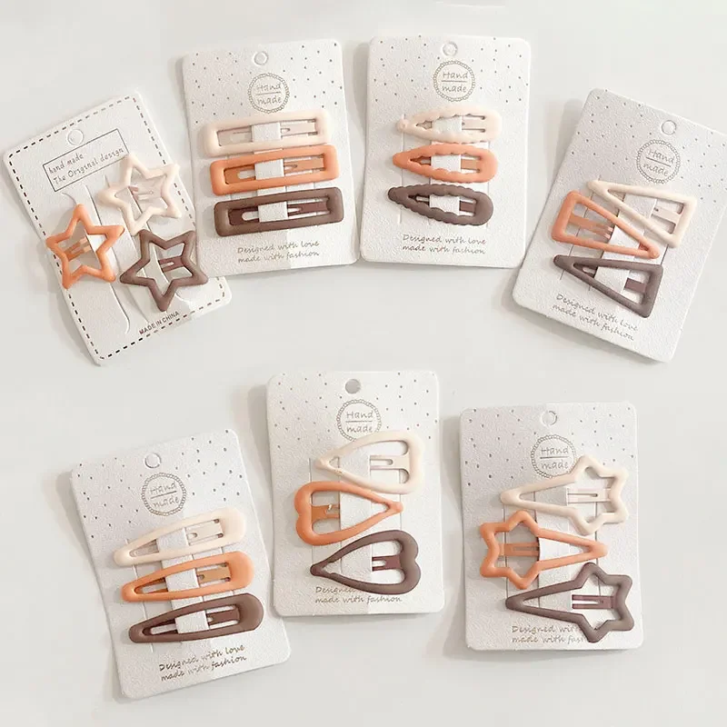 3pcs/set Hairpins for Girls Children Star BB Hair Clips Pin Soft Mini Korean Style Frosted Nude Kids Snap Ornaments Accessories