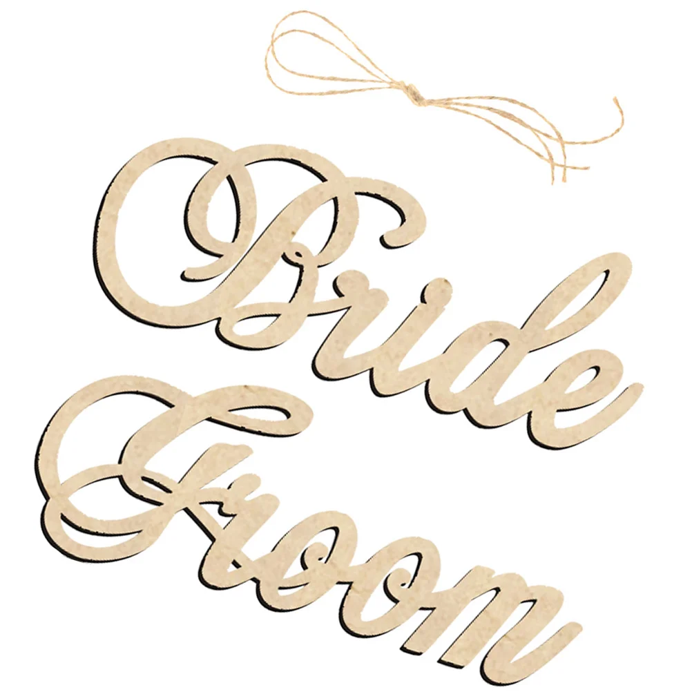 

2 Pcs Home Decor Wedding Chairs Letter Design Hanging Bride Hanger Dress Decoration Wooden