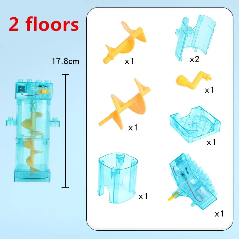 Marble Run Adventure: Electric Spiral Lift and Animal Slide Track with Piano Features