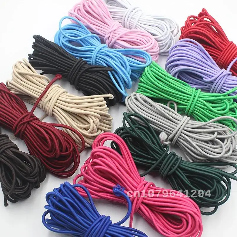 

High-Quality Colorful Round Elastic Rope 2mm Round Elastic Band Rubber Band Elastic Line 10yards Sewing Accessories for home DIY