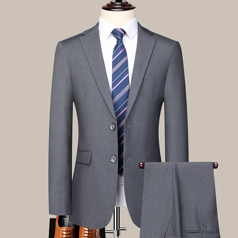 High Quality Two Button Wedding Suit for Men (suit + Trousers) Fashion Korean Slim Business Formal Two-piece Set