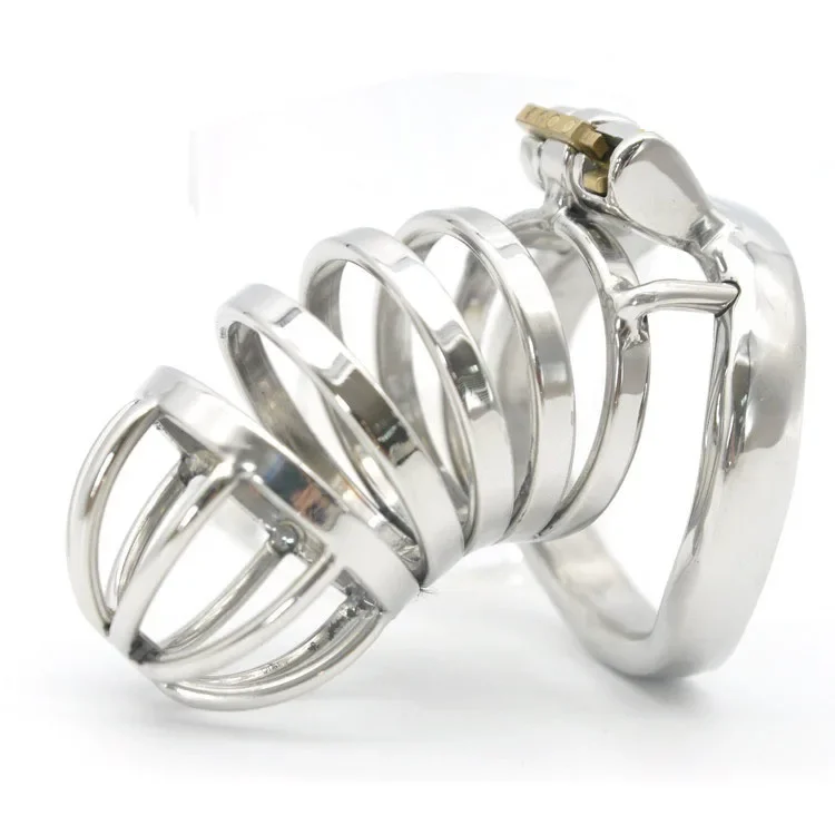 Male Stainless Steel Cock Cage Penis Ring Chastity Device Catheter Stealth New Lock Adult Belt Sex Toy