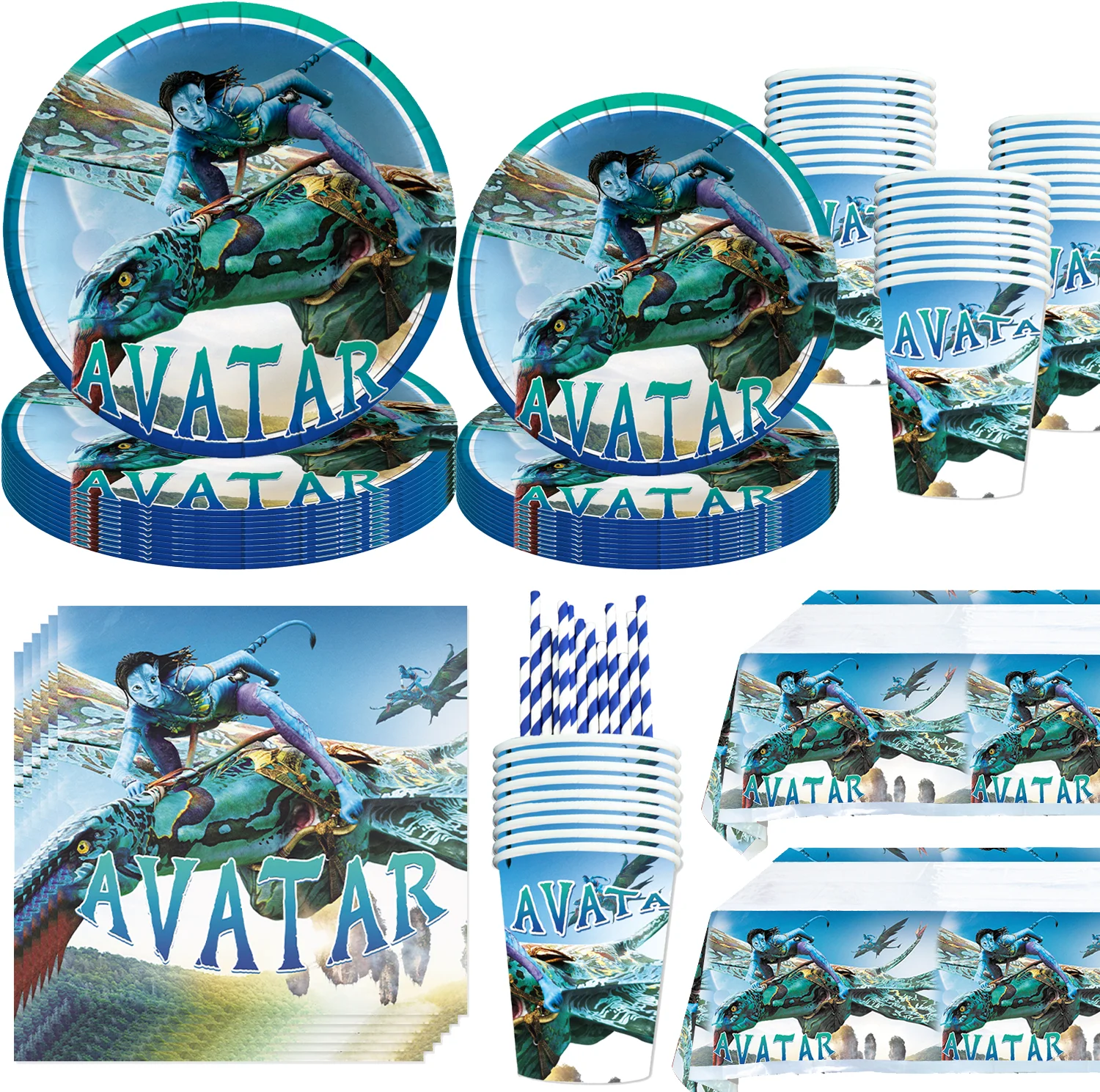 Der Film Avatar Geburtstagsdekoration Einweggeschirr Tischdecke Teller Tasse Ballon Babyparty Kinder Jungen Partyzubehör