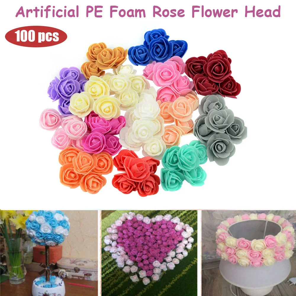 

100pcs Handmade Gift Christmas Wreath Valentine's Day Party Supplies Wedding Decoration Artificial Flowers Foam Rose Flower