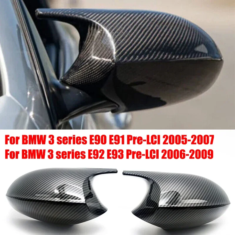 

For BMW 1 Series E87 04-06 E81 05-09 E82 E88 07-09 3 Series E90 E91 05-07 E92 E93 Rearview Side Mirror Covers Cap Carbon Fiber