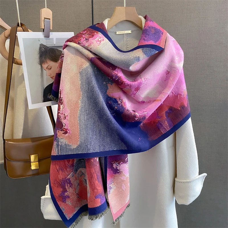 

Warm Fashion Pashmina 2023 Design Cashmere Scarf Women Winter Wrap Shawl Head Scarves Femal Poncho Neckerchief Echarpe Bandana