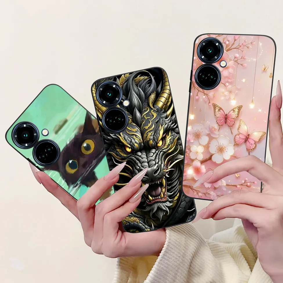 Silicone Cute Cat Luxury Flowers Shockproof Bumper Back Cover Case