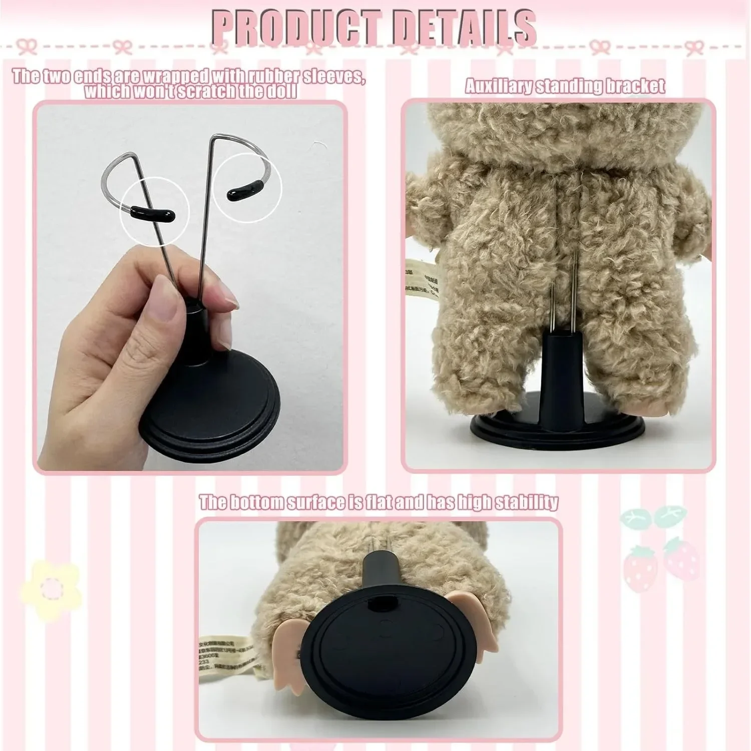 Adjustable Doll Stand for LABU,Doll Display Holder Support for 4-8 Inches Dolls,Keep The Doll in a Standing Position