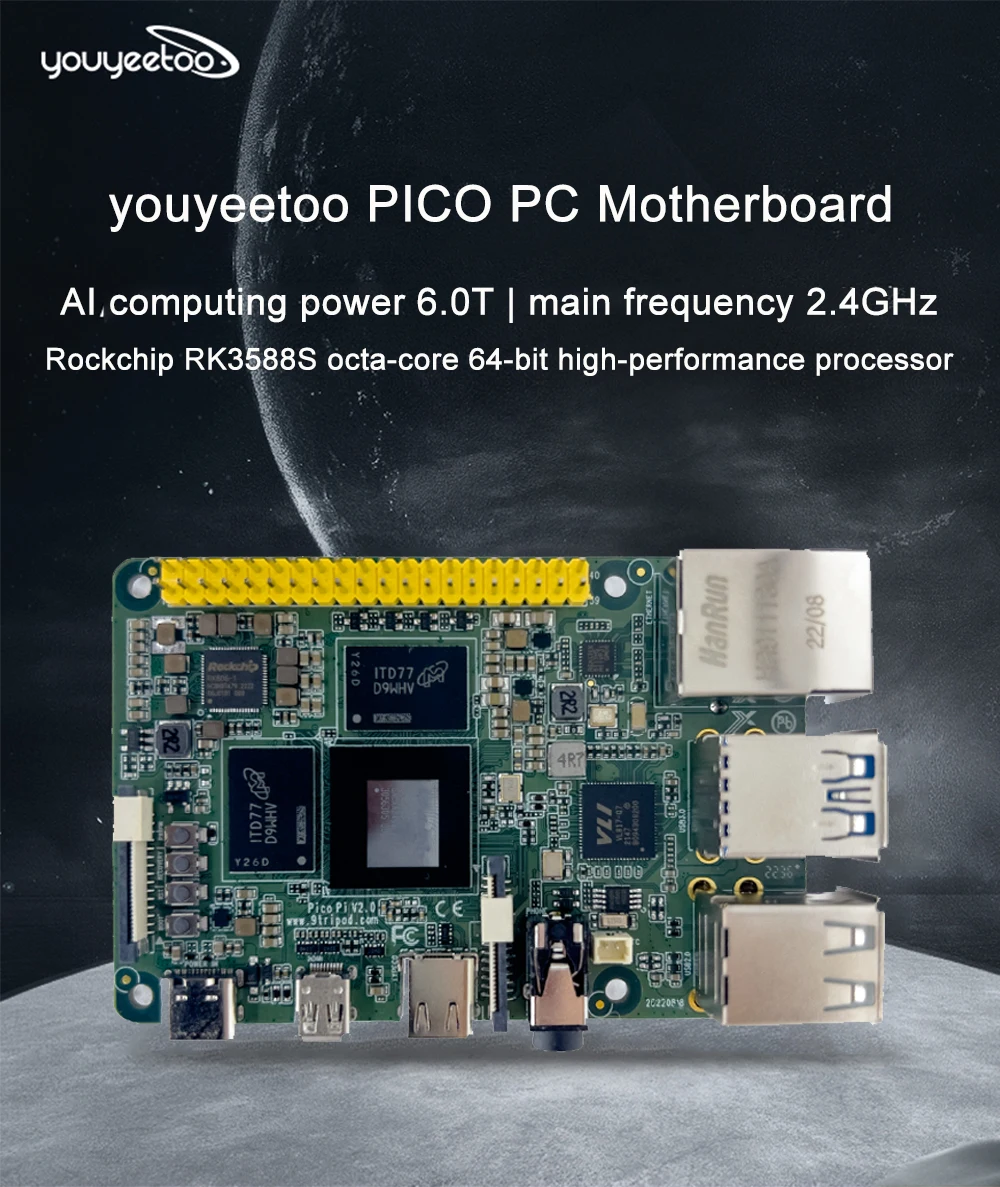 Pico PC Development Board Gigabit Ethernet Rockchip RK3588S AI Motherboard Andro