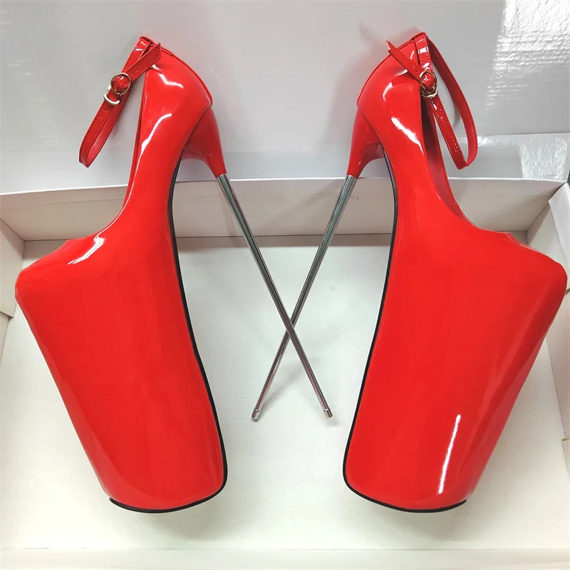 Pole Dance High Heels 19/22/30cm Extreme Platform Women Pumps Metal Heel Ankle Buckle Size 50 Pink Green Woman Wan Leisure Heels 6