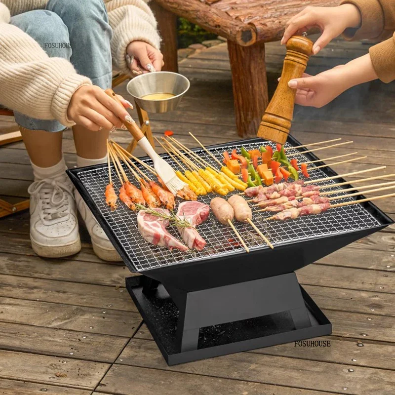 Courtyard Outdoor Fire Pits Barbecue Table Outdoor Heating Charcoal Stove Grill Stand Home Indoor Tea Making Stove Full Set C