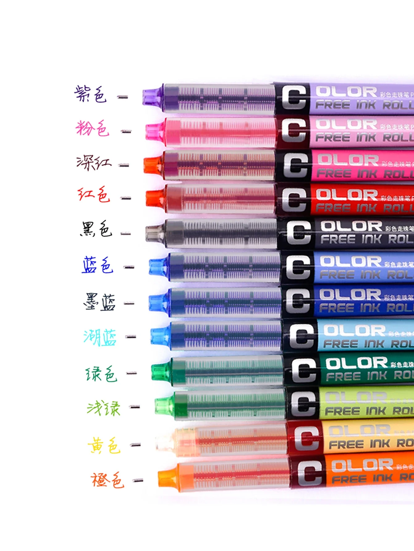 Rollerball Pens 12 Colors Precise Stick Liquid Ink Roller ball Pens 0.5mm Super Smooth Quick Drying Skip-free Writing rollerball pens colored pens