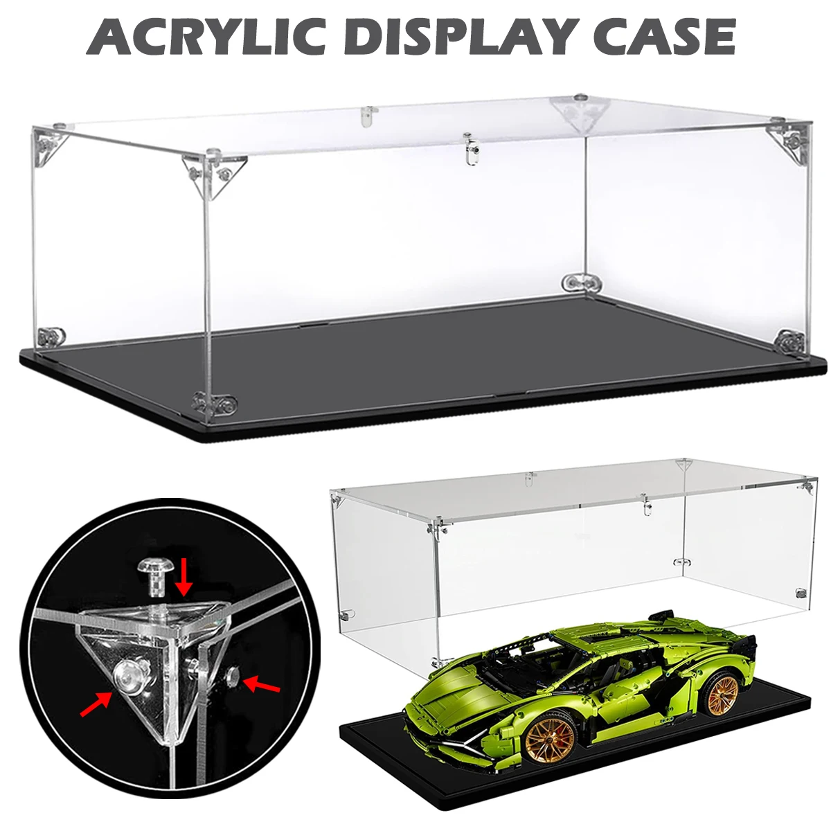 Acrylic Display Box 1:10 scale Suitable for 1:10 scale Model Cars Airplanes Building Block Toys