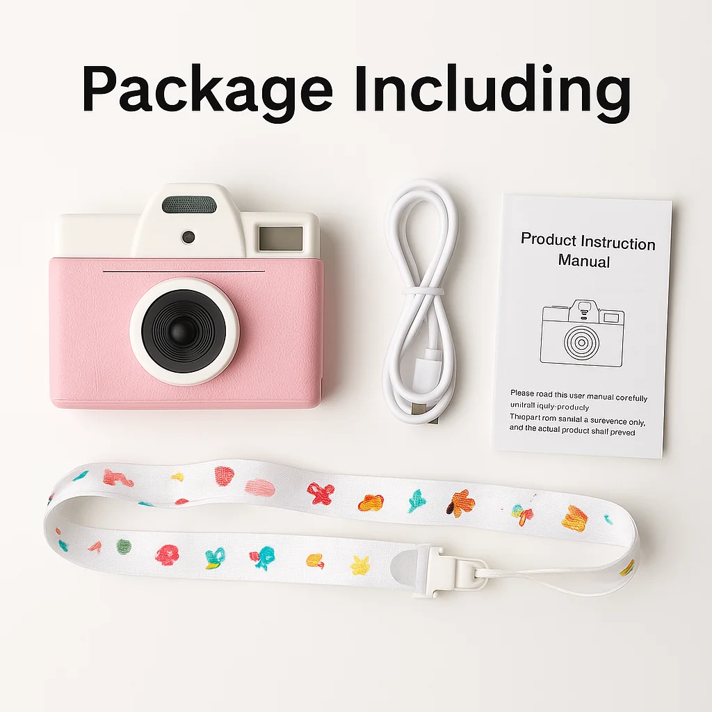 Instant Print Camera with Rolls of Printing Paper, Portable Entertainment Digital Camera, 57*25mm Mini Instant Camera