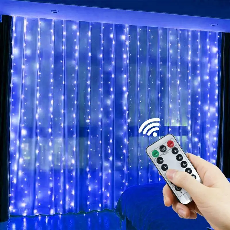 thumbnail image 1 of Guirnalda de luces LED con 8 modos para decoración de fiestas, bodas, cumpleaños, Año Nuevo, Navidad, vacaciones, cortina USB, 1 of 5