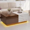 Lift Top Coffee Tables for Living Room, 43" LED Wooden Center Tables with Storage Shelf, Hidden Compartment and Drawer for Home 1