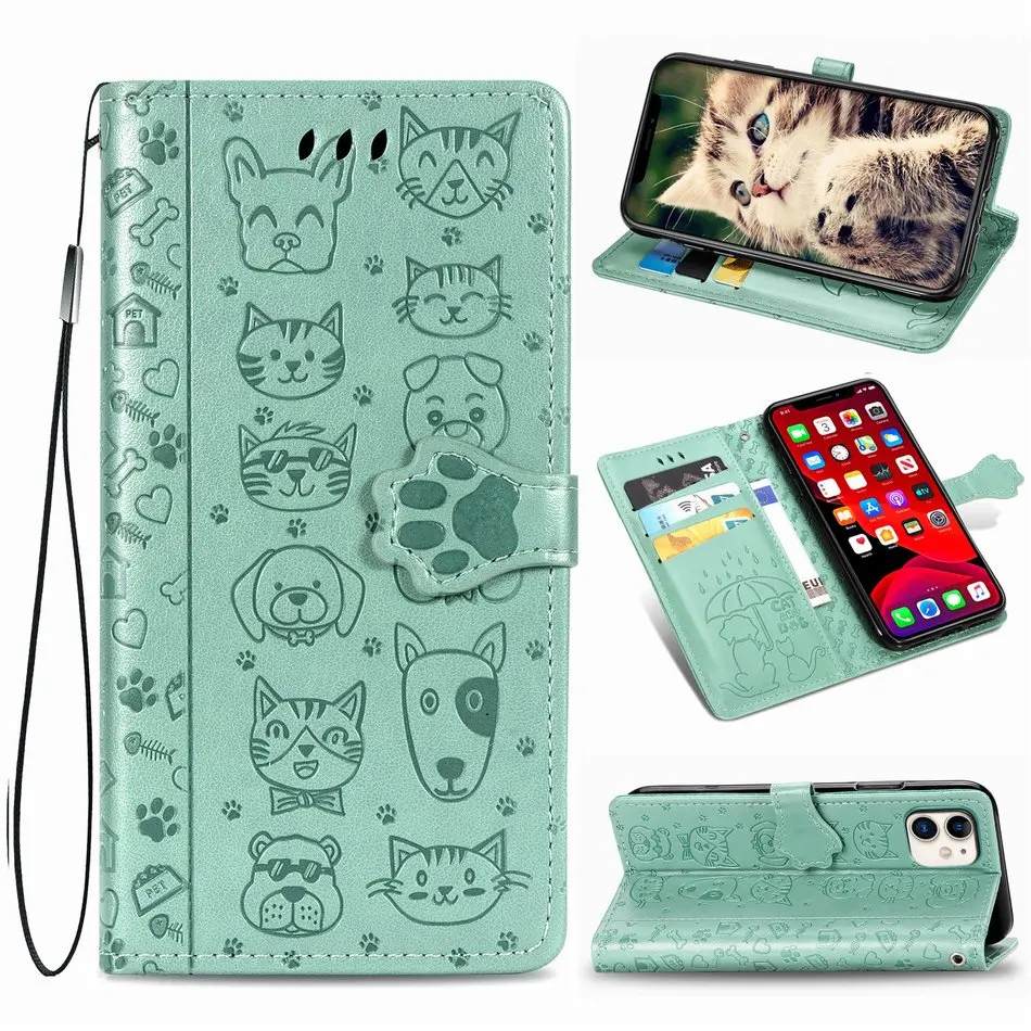 13 case Lovely Cat Dog Kids Phone Holster For Apple iPhone 13 12 Mini 11 Pro 6 6S 7 8 Plus XR X XS Max SE 2020 Pet Footprint Case D05F apple iphone 13 case iPhone 13