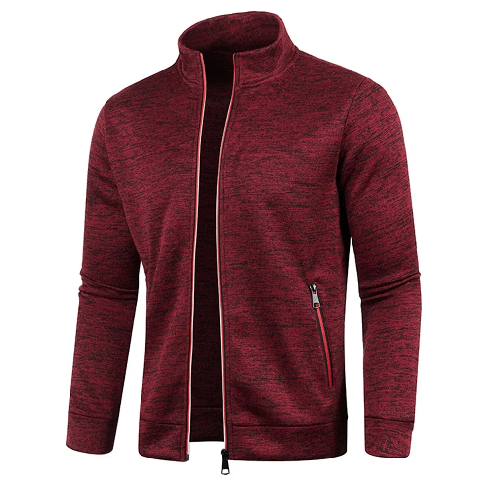 Men Zipper Jackets Standing Collar Sweatshirt Outdoor Streetwear Casual Coat Long Sleeve Sweater Coats