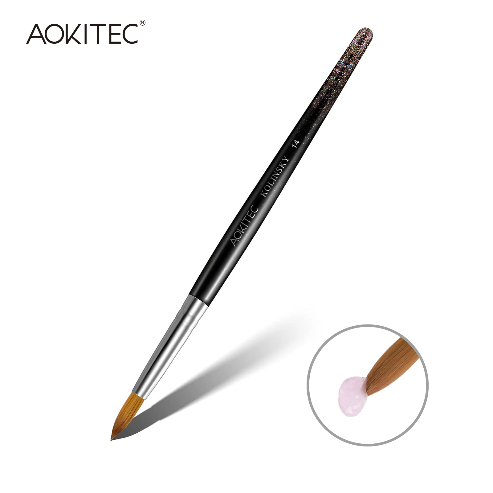 AokitecKolinskyAcrylicNailBrush1PCBlackFlashKolinskyHairRound