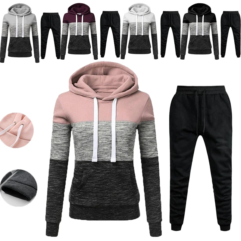 Women's Fashion Sweater Sports Set Three ColorPullover Hoodie and Jogging Pants Women's Casual Sports Two Piece Set 2021 spring and autumn children s leisure sports 2 piece hoodie sweater sports pants set hip hop long sleeve pullover set