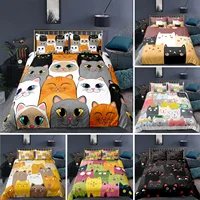 Cartoon Cat Duvet Cover Set Cartoon Animal Print Bedding Set With Pillowcase 2/3pcs Comforter Cover For Bedroom Decor 1