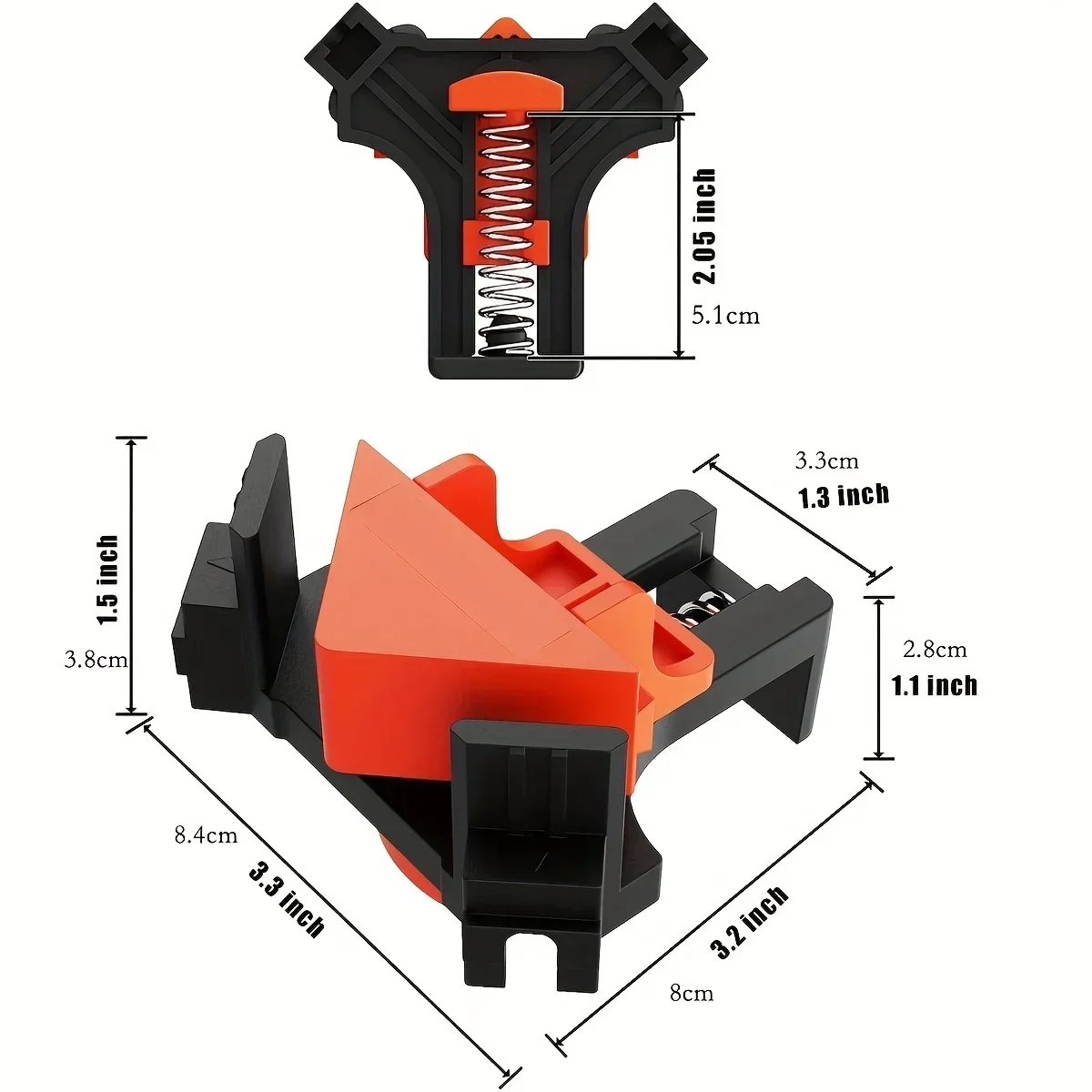 1/4PCS 90° Corner Clamps for Woodworking – Quick Spring Loaded, Adjustable Clamps for Frames, Cabinets & DIY Projects