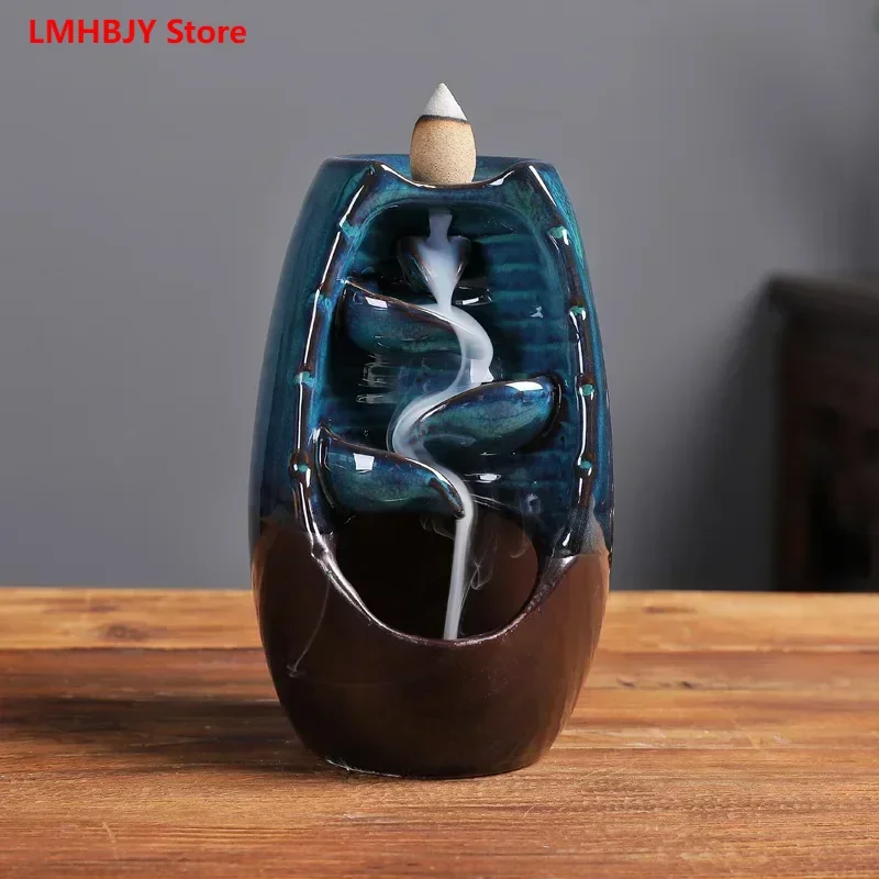 

Creative Ceramic Backflow Incense Burner Home Decoration Kiln Transforms Into Backflow Sandalwood Fragrance Ornamental Crafts