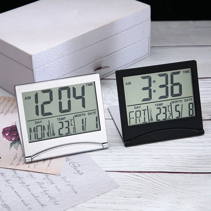 TOPINCN Réveil Numérique de Voyage Pliable Portable de Table avec Calendrier de Température Date Semaine, Réveil Pliable, Mini Réveil Numérique TOPINCN Réveil Numérique de Voyage Pliable Portable de Table avec Calendrier de Température Date Semaine, Réveil Pliable, Mini Réveil Numérique