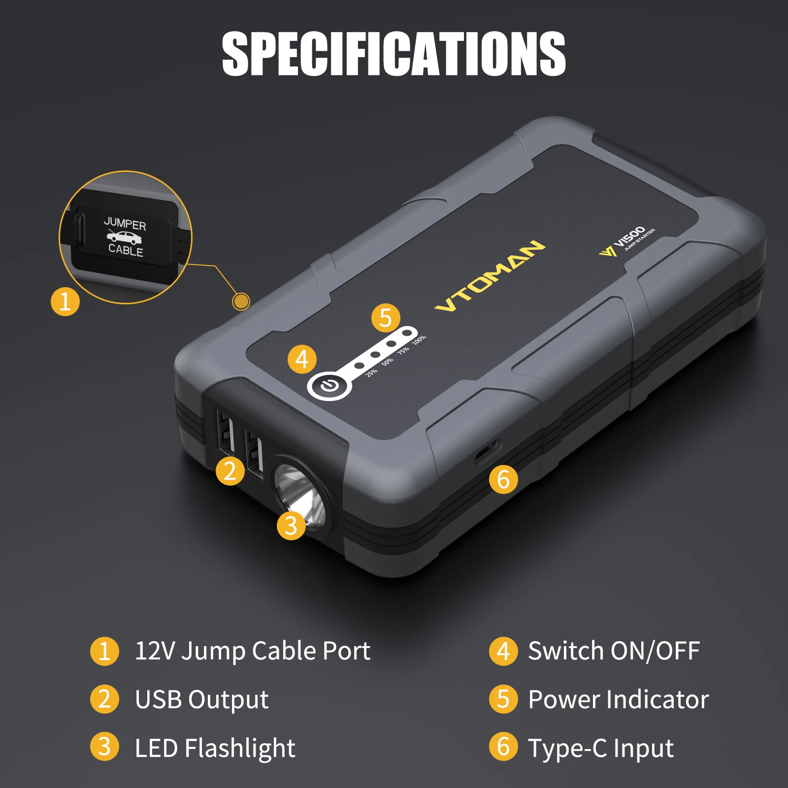 12 Portable Car Jump Starter Power Bank 1500A 8000mAh Car Battery Charger Auto Emergency Booster Starting Device