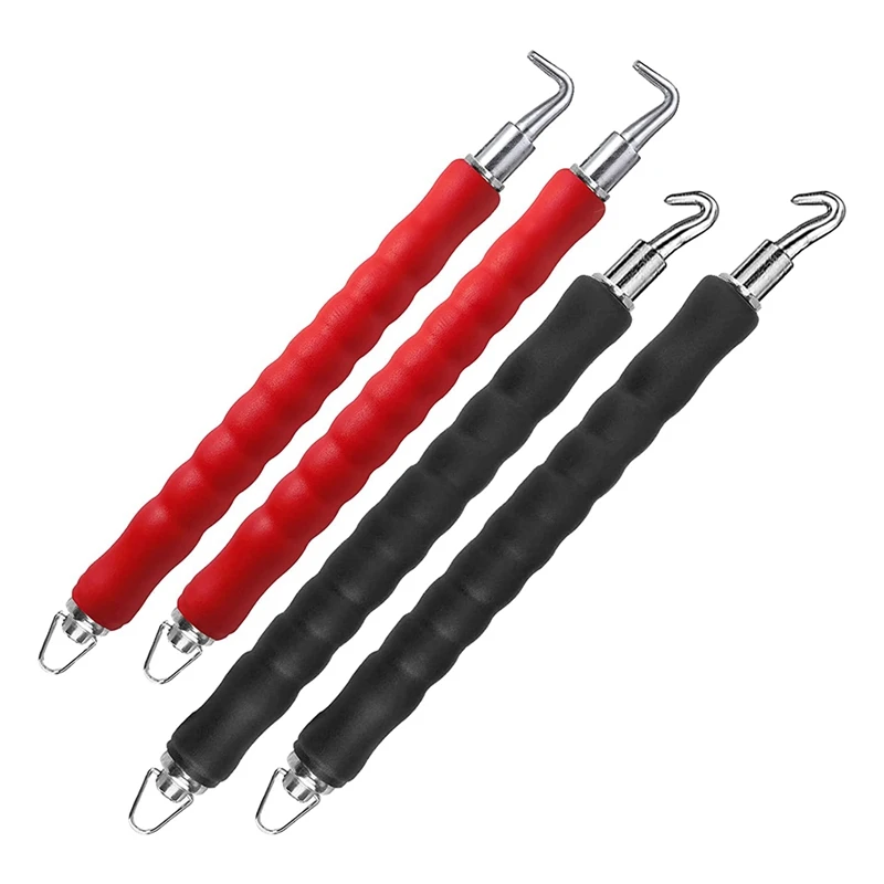 

4 PCS Semi-Automatic Rebar Tie Tool Hand Pulling Rebar Wire Tying Tool For Construction Site Steel Lashing (Black/Red)