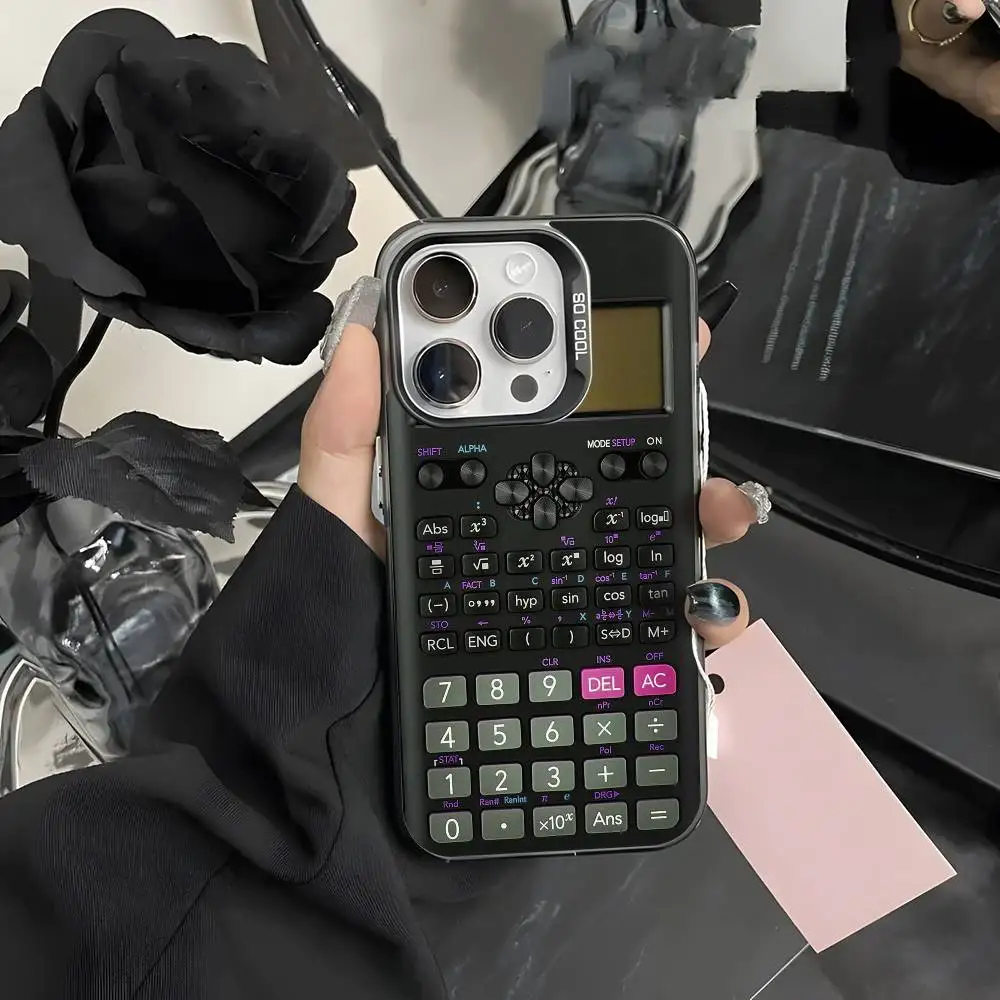 Multicolor Metallic Aurora Matte Laser Phone Case with Stylish Calculator Pattern