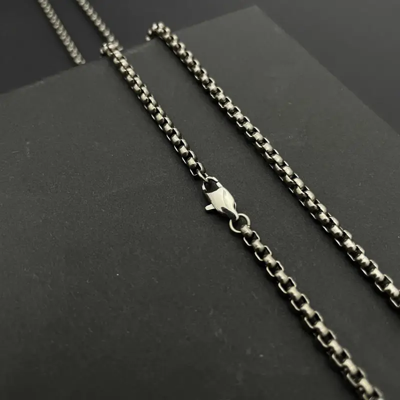 New Pure Titanium Necklace Square Box Chain Width 3mm Lightweight Anti Allergic Square O-chain Fashionable Classic Design Gift