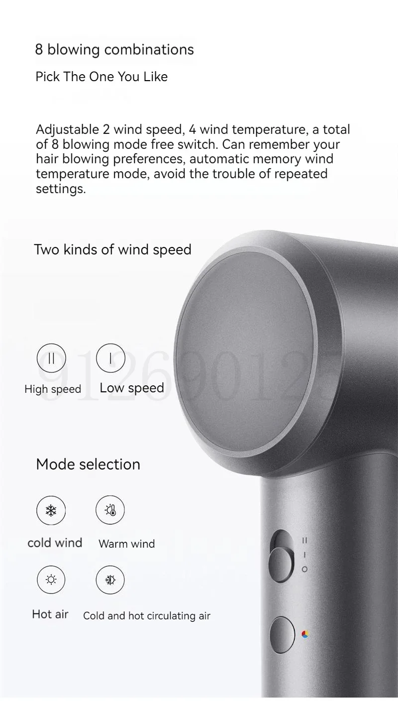Hair Dryer XIAOMI MIJIA Hair Dryer H501 High Speed Anion Wind Speed 62m/s 1600W 110000 Rpm Professional Hair Care Quick Dry Negative Ion