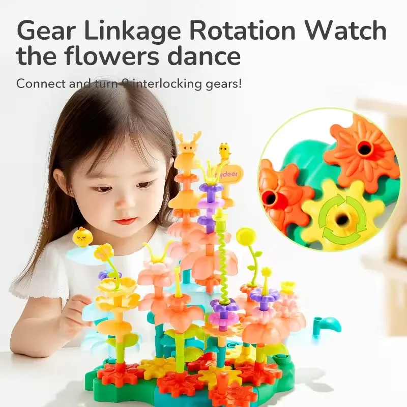 Mideer Children Rotating Dreamy Garden Gear Linkage Building Blocks DIY Assemble Educational Toys Christmas Gifts For Kids 3Y+