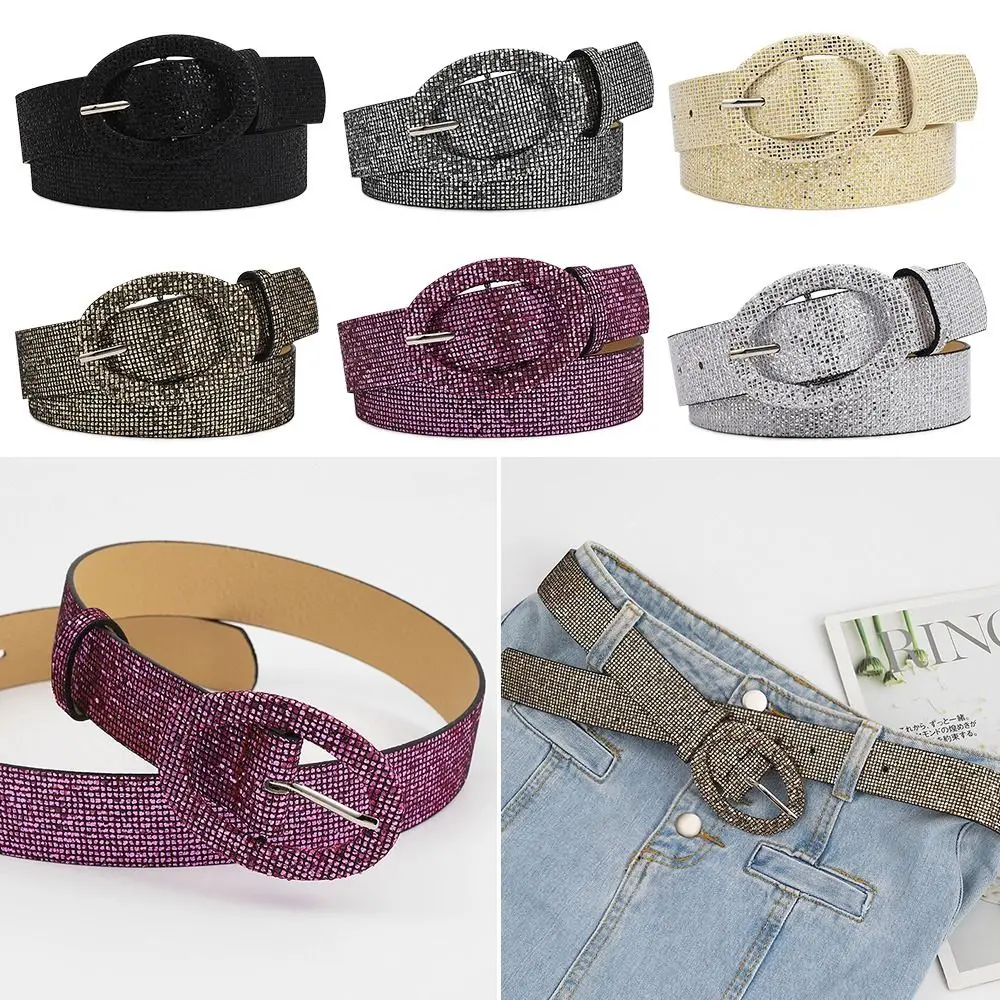 Bewudy Cintura Elasticizzata Donna Con Strass Lucidi – PU Cristallo Elastico, Regolabile 70-90 Cm, Nero, Accessorio Moda Per Abiti E Tute