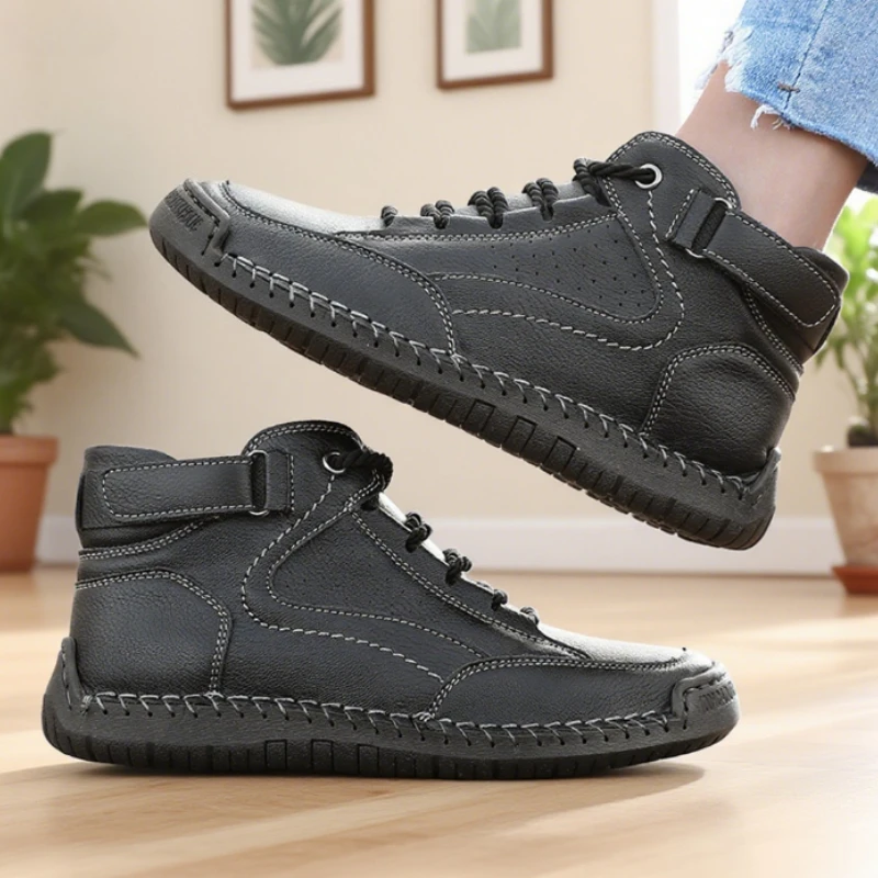 New 2025 Autumn Handmade Leather Women Boots Design Sneakers Man Breathable Casual Softer Shoes Men Ankle Boots Outdoor Boats