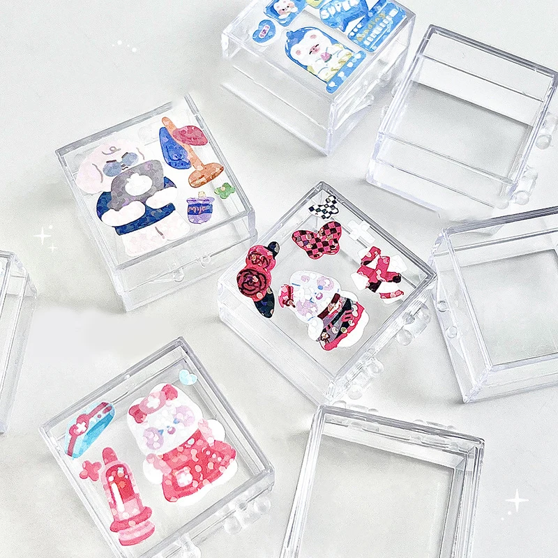 Mini Clear Storage Box Transparent Square Plastic Box Earrings Jewelry Packaging Small Cards Storage Jewelry Organizer Case