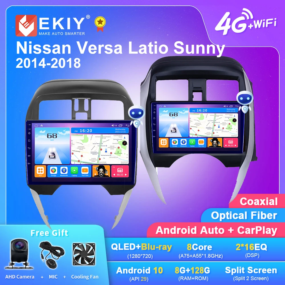 

EKIY T7 Android 10 Car Radio For Nissan Micra March Versa Note Livina Almera Latio Sunny Juke Versa 2014 - 2018 Carplay NO 2DIN