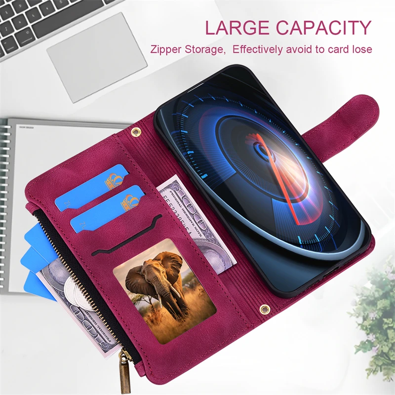 Luxury Leather Flip Wallet Case - Elegant Book Cover Coque s
