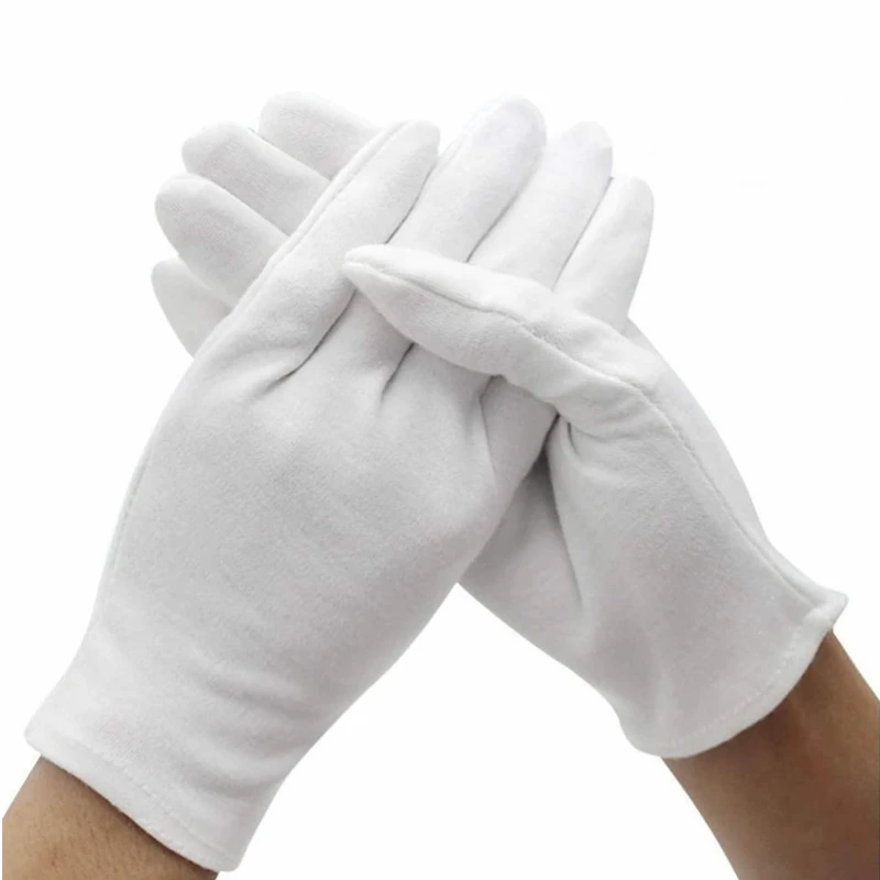 Cotton Gloves, 10pairs(20 Pcs) White Cotton Gloves for Women and Men,  Washable Stretch Cotton Gloves for Dry Hands and Eczeme Moisturizing Cloth