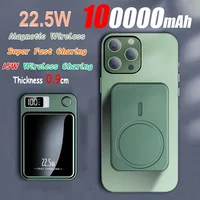 100000mAh 22.5W Magnetic Power Bank Wireless Fast Charger For Magsafe Portable Auxiliary Battery Pack For iphone Huawei Samsung 1