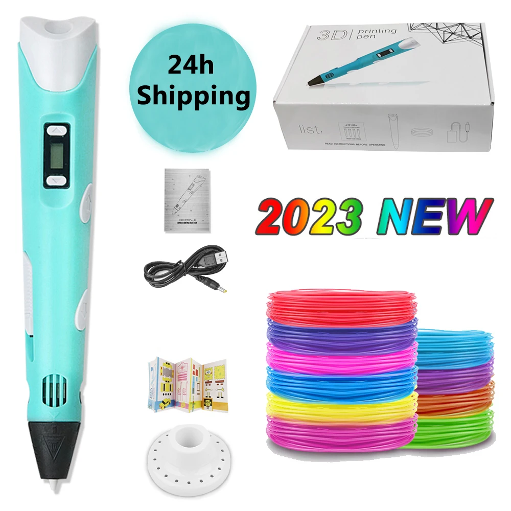 어린이 선물용 Myriwell PCL 소재 3D 프린팅 펜 RP-200A, USB 충전식 소재 보호 기능 탑재 11 어린이용 DIY 3D 드로잉 펜, PLA 필라멘트, 생일 크리스마스, 창의적인 선물, 1 세트