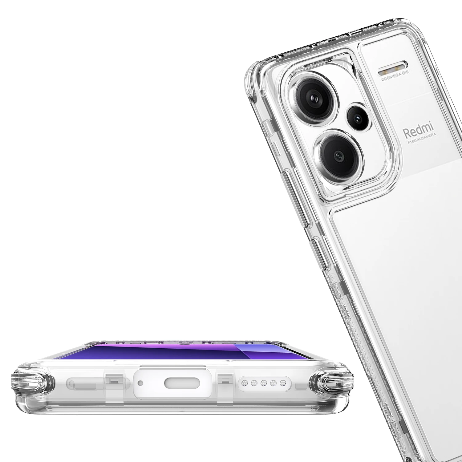 Rugged Shockproof Clear Back Case with Hard Plastic Frame