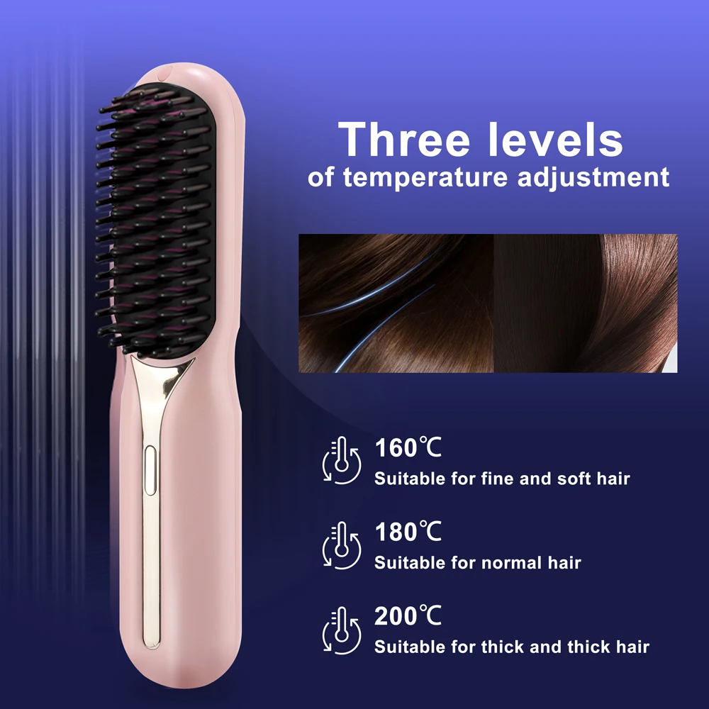 Portable Wireless Hair Straightener Professional Quick Heated Electric Comb Personal Care Multifunctional Hairstyle Brush Salon 5